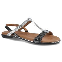 Srebrne Sandały Tamaris Damskie Buty Letnie. Czarne sandały damskie Tamaris, bez wzorów, bez obcasa. Za 159.00 zł.
