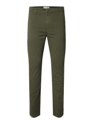 SELECTED HOMME Spodnie chino w kolorze khaki rozmiar: W32/L32. Brązowe spodnie materiałowe męskie Selected Homme, bez wzorów, z bawełny. Za 100.99 zł.