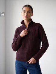 Sweter oversize z golfem i zamkiem - bordowy. Czerwone golfy damskie Sinsay, l, bez wzorów, bez ramiączek. Za 59.99 zł.