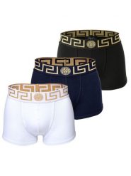 Versace Komplet 3 par bokserek AU10326 1A10011 Kolorowy. Bokserki męskie Versace, bez wzorów, z bawełny. Za 479.99 zł.
