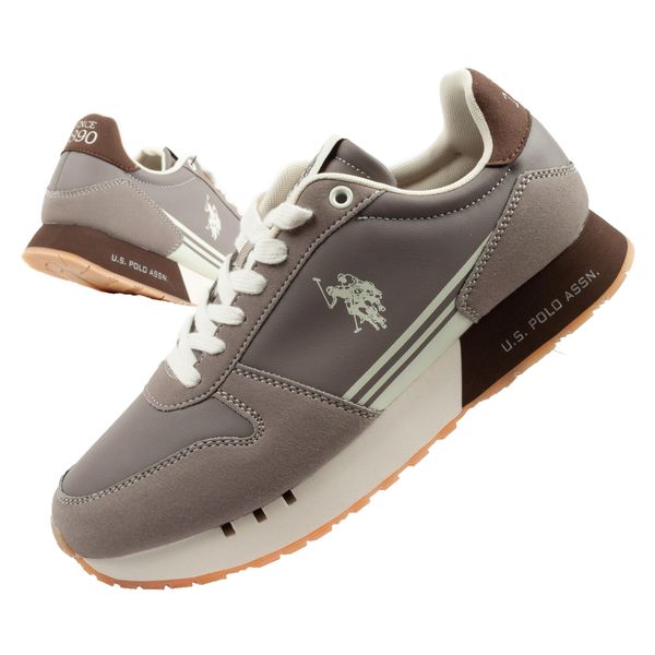 Buty sportowe sneakersy męskie U.S Polo Assn. Brązowe buty sportowe na co dzień męskie U.S. Polo Assn., z denimu, bez zapięcia, trekkingowe. Za 169.00 zł.