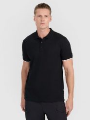4F Koszulka polo regular męska - czarna XL. Czarne koszulki polo męskie 4f, m, bez wzorów, z bawełny, bez ramiączek. Za 89.99 zł.