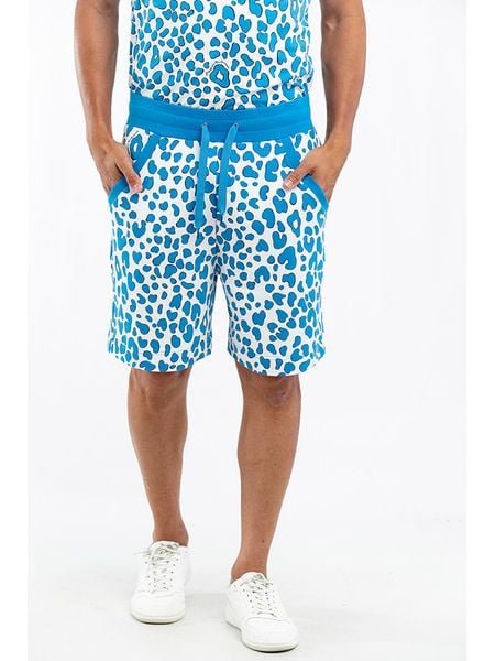 Moschino Szorty dresowe w kolorze turkusowo-białym rozmiar: XXL. Białe szorty męskie MOSCHINO, z dresówki, bez kołnierzyka. Za 182.72 zł.