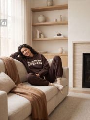 Bluza hoodie z haftowanym napisem Espresso - brązowy. Brązowe bluzy bez kaptura damskie Sinsay, l, bez wzorów, bez ramiączek, bez kaptura. Za 49.99 zł.