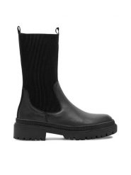 Lasocki Botki WI16-14097-10 Czarny. Czarne botki damskie Lasocki, z materiału, bez obcasa, na płaskiej podeszwie, bez zapięcia. Za 169.99 zł.