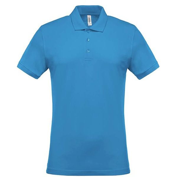 Koszulka polo z krótkim rękawem Kariban Piqué. Niebieskie koszulki polo męskie KARIBAN, xl, bez wzorów, z bawełny, bez ramiączek. Za 96.00 zł.