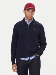 Tommy Hilfiger Kardigan MW0MW40440 Granatowy Regular Fit. Niebieskie kardigany męskie Tommy Hilfiger, m, bez wzorów, z bawełny, bez kołnierzyka. Za 629.99 zł.