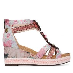 Sandały Laura Vita. Czerwone sandały damskie Laura Vita, bez wzorów, bez obcasa, na koturnie. Za 449.99 zł.