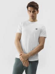 4F T-shirt regular gładki męski - biały XXL. Białe t-shirty męskie 4f, m, bez wzorów, z bawełny, bez kołnierzyka. Za 49.99 zł.
