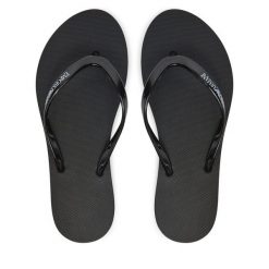 Japonki Emporio Armani. Czarne klapki damskie Emporio Armani, bez wzorów, bez obcasa. Za 279.99 zł.