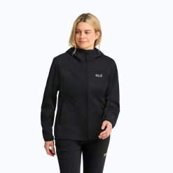 Kurtka softshell damska Jack Wolfskin Windhain 2 Hoody. Czarne kurtki softshell damskie Jack Wolfskin, xs, bez wzorów, z materiału, bez kaptura. Za 559.99 zł.