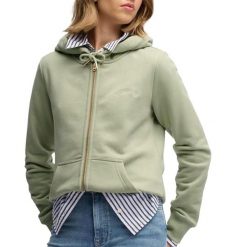 Damska bluza z kapturem zapinana na zamek Superdry Essential Logo Hb. Zielone bluzy z kapturem damskie Superdry., m, z bawełny. Za 349.65 zł.