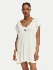 HUGO Sukienka plażowa Signature B. 50555745 Kremowy Relaxed Fit. Białe sukienki damskie Hugo, na plażę, xs, bez wzorów, z wiskozy, bez kołnierzyka, bez ramiączek. Za 299.99 zł.