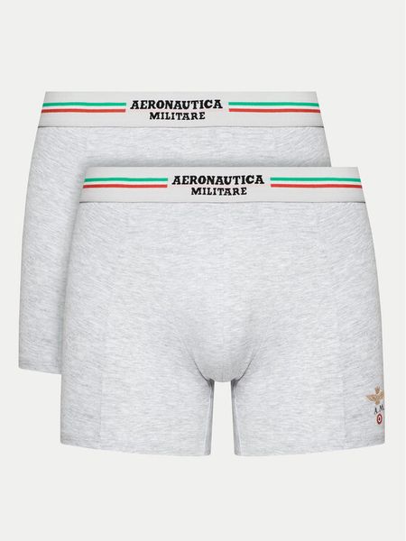 Aeronautica Militare Komplet bokserek AM1UBX002 Szary. Szare bokserki męskie AERONAUTICA MILITARE, bez wzorów, z bawełny. Za 69.99 zł.
