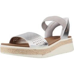 Sandały SKECHERS BOBS SUN RAY STEP ASIDE Srebrny. Szare sandały damskie Skechers, bez wzorów, z syntetyku, bez obcasa. Za 255.99 zł.