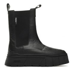 Botki Puma. Czarne botki damskie Puma, bez obcasa, na płaskiej podeszwie, bez zapięcia. Za 449.99 zł.