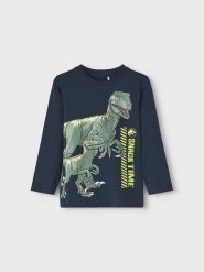 NAME IT Bluzka 13219778 Granatowy Regular Fit. Niebieskie t-shirty chłopięce Name it, bez wzorów, z bawełny, bez ramiączek. Za 59.99 zł.