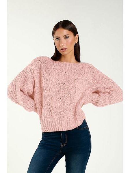 Tamba Sweter w kolorze jasnoróżowym rozmiar: 36/38. Różowe swetry klasyczne damskie Tamba, z wełny, bez kołnierzyka. Za 100.28 zł.