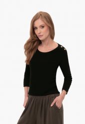 Koszulka damska z rękawem 3/4, Slim Fit, L-KATI. Czarne topy sportowe damskie Volcano, l, bez wzorów, z bawełny, bez ramiączek. Za 69.99 zł.