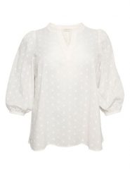 KAFFE curve Bluzka w kolorze kremowym rozmiar: 54. Brązowe bluzki damskie KAFFE curve, bez wzorów, z bawełny, bez kołnierzyka, bez ramiączek. Za 60.88 zł.