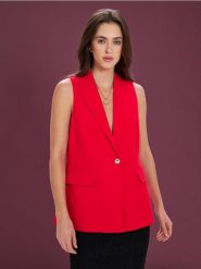 Kamizelka z domieszką lnu - czerwony. Czerwone kamizelki damskie Sinsay, l. Za 59.99 zł.