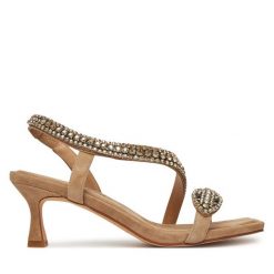 Sandały Alma En Pena. Brązowe sandały damskie Alma En Pena, bez wzorów, bez obcasa, na szpilce. Za 489.99 zł.