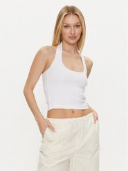 Noisy May Top Maya 27029026 Biały Slim Fit. Białe topy damskie Noisy may, l, bez wzorów, z bawełny, bez kołnierzyka. Za 79.99 zł.