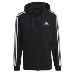 Bluza męska adidas Essentials Full-Zip Hoodie. Czarne bluzy sportowe męskie Adidas, l, z bawełny. Za 199.99 zł.