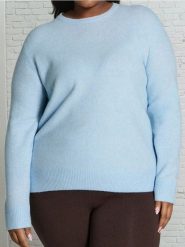 Sweter basic z domieszką wełny - niebieski. Niebieskie swetry klasyczne damskie Sinsay, xl, z wełny, bez kołnierzyka. Za 49.99 zł.
