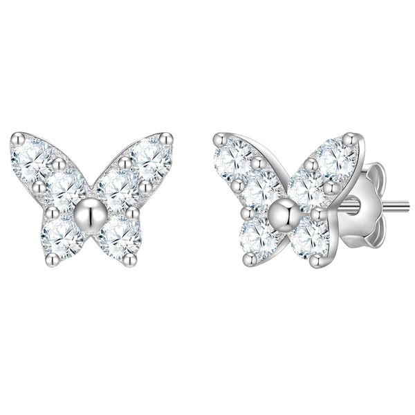 Glanzstücke München Kolczyki Motyl z Srebra Sterling w srebrze z Cyrkonia 1 ct Damski. Białe kolczyki damskie Glanzstücke München, z cyrkonią, srebrne, na sztyftcie. Za 169.99 zł.
