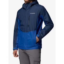 Kurtka przeciwdeszczowa Columbia Pouring Adventure III Jacket. Niebieskie kurtki męskie Columbia, bez wzorów, sportowe, bez kaptura. Za 414.69 zł.