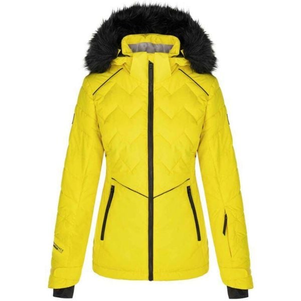 Damska kurtka narciarska Loaf Orsana M — wodoodporna i oddychająca. Czarne kurtki damskie ZONE PERFECT, na zimę, m, bez wzorów, bez kaptura. Za 415.99 zł.