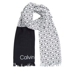 Szal Calvin Klein. Czarne szaliki i kominy damskie CALVIN KLEIN, bez wzorów. Za 269.99 zł.