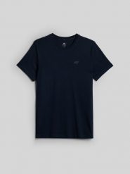 4F T-shirt slim gładki męski - granatowy M. Niebieskie t-shirty męskie 4f, m, bez wzorów, z dzianiny, bez kołnierzyka. Za 69.99 zł.