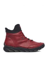 Rieker Botki CEO-55069-35 Czerwony. Czerwone botki damskie Rieker, ze skóry, bez obcasa, na płaskiej podeszwie, bez zapięcia. Za 369.99 zł.
