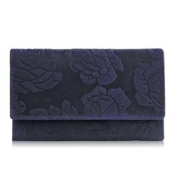 Portfel damski skórzany duży w róże granatowy Paolo Peruzzi T-107-HDB. Czerwone portfele damskie bez wzorów, ze skóry. Za 69.00 zł.