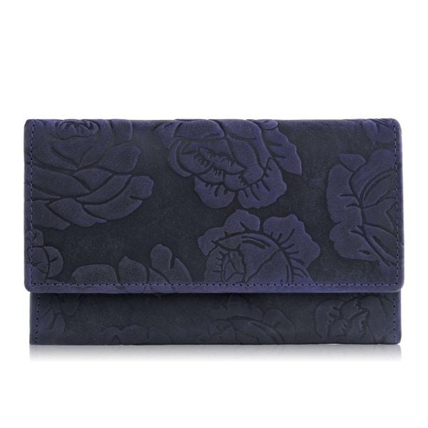 Portfel damski skórzany duży w róże granatowy Paolo Peruzzi T-107-HDB. Czerwone portfele damskie Paolo Peruzzi, bez wzorów, ze skóry. Za 69.00 zł.