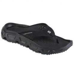 Japonki damskie Salomon Reelax Break 6.0. Czarne klapki damskie Salomon, bez wzorów, z materiału, bez obcasa. Za 359.00 zł.