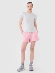 4F Spodenki dresowe damskie - różowe XL. Czerwone szorty damskie 4f, bez wzorów, z bawełny, sportowe. W wyprzedaży za 39.99 zł.