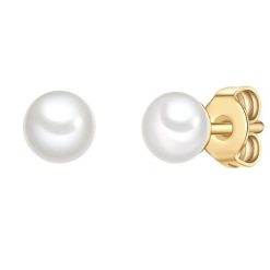 Glanzstücke München Kolczyki z perlami ze srebra próby 925 w kolorze zlotym z perla hodowlana 1 ct Damski. Żółte kolczyki damskie Glanzstücke München, z perłą, pozłacane, na sztyftcie. Za 169.99 zł.