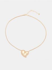 Naszyjnik z zawieszką w kształcie serca - złoty. Żółte naszyjniki damskie Sinsay, złote. Za 12.99 zł.