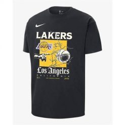 Koszulka sportowa męska Nike Los Angeles Lakers Courtside. Czarne t-shirty sportowe męskie Nike, l, bez ramiączek, trekkingowe. Za 241.00 zł.