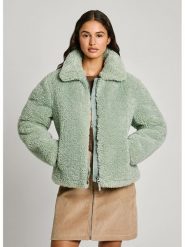 Pepe Jeans Kurtka pluszowa w kolorze jasnozielonym rozmiar: L. Zielone kurtki damskie Pepe Jeans, l, bez wzorów, z jeansu, bez kaptura. Za 373.35 zł.