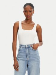 Tommy Hilfiger Top WW0WW45444 Biały Slim Fit. Białe topy damskie Tommy Hilfiger, s, bez wzorów, z wiskozy, bez kołnierzyka. Za 159.99 zł.
