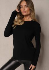 Czarny Sweter o Klasycznym Kroju Narepea. Czarne swetry klasyczne damskie Renee, l, bez kołnierzyka. Za 49.99 zł.
