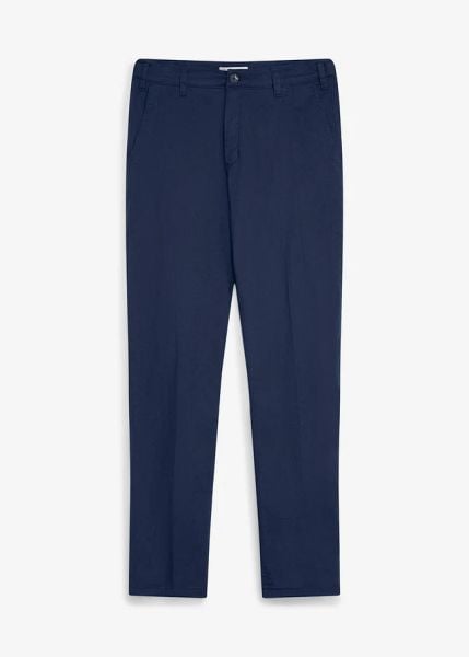 Spodnie chino z regulowanym pasem i ciepłą podszewką, straight. Niebieskie spodnie materiałowe męskie bonprix, bez wzorów, z elastanu. Za 169.99 zł.