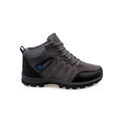 Szare Szary ocieplane śniegowce KFT001. Szare buty zimowe męskie ButyModne, bez zapięcia. Za 74.00 zł.