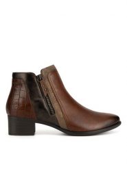 Remonte Botki R5172-23 Brązowy. Brązowe botki damskie Remonte, ze skóry, bez obcasa, na słupku, bez zapięcia. Za 419.99 zł.
