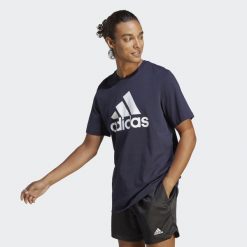Koszulka męska adidas Essentials Single Jersey Big Logo Tee. Białe t-shirty sportowe męskie Adidas, m, z bawełny, bez ramiączek, do piłki nożnej. Za 99.00 zł.