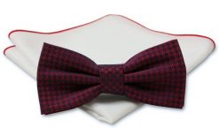Stylowa mucha z poszetką - Chattier, Męska - Wzór w Rozetę. Czerwone krawaty i muchy męskie Chattier, bez wzorów, eleganckie. Za 59.00 zł.